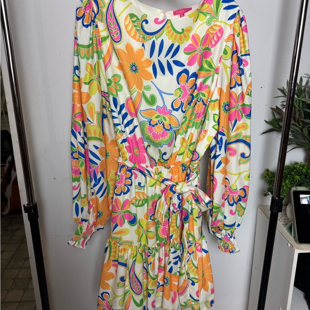 Colorful Floral Long Sleeve Dress